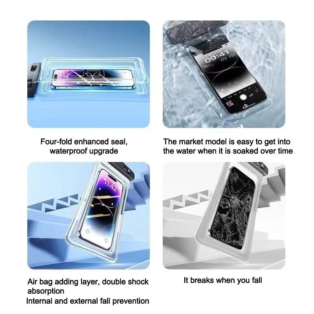 Transparent Waterproof Phone Pouch with Lanyard – Touchscreen Dry Bag for Swimming, Diving & Beach (Fits Phones Under 7 Inches)