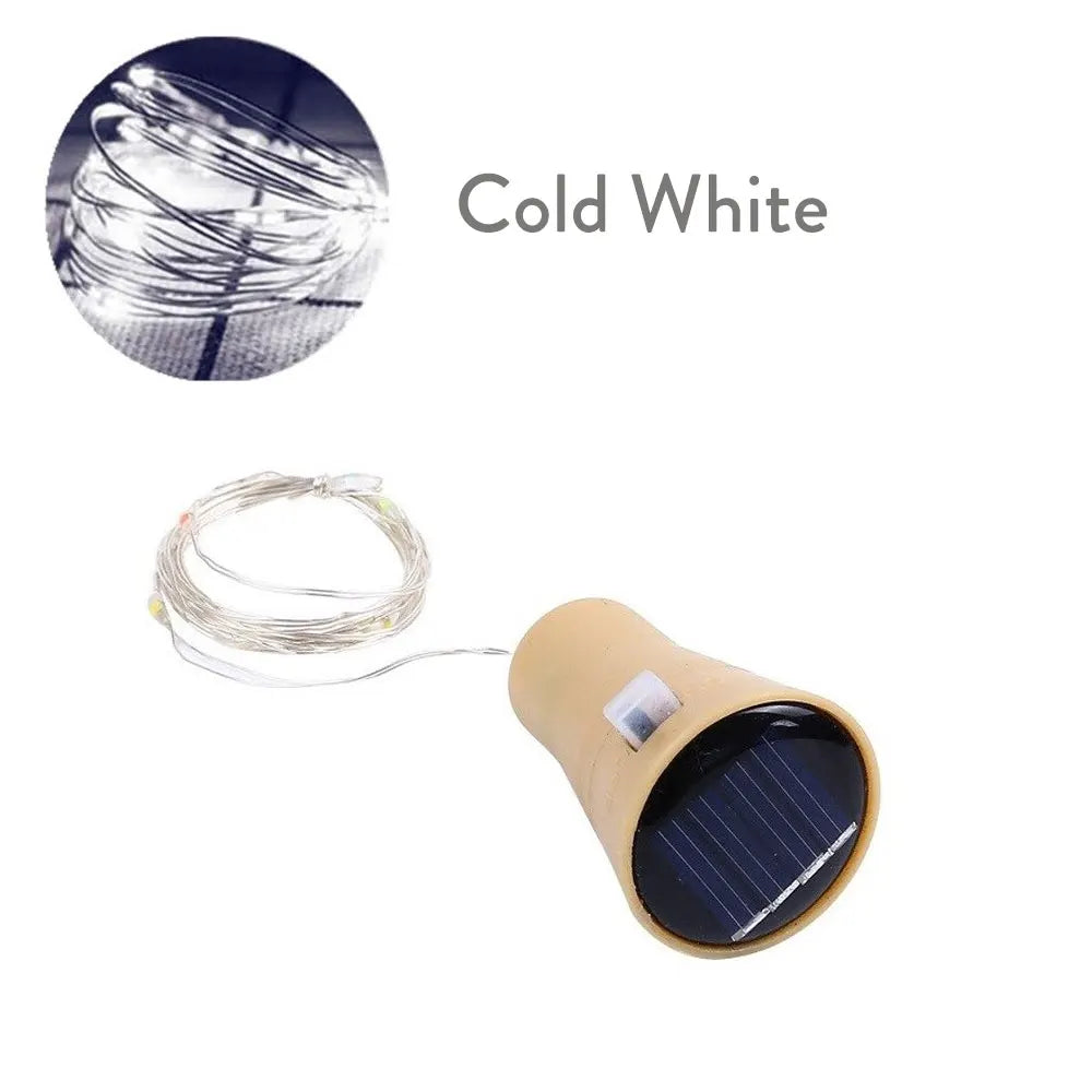 Solar Wine Bottle Fairy Lights – 10 LED Copper Wire String Lights with Cork Design for Christmas, Weddings & Home Décor
