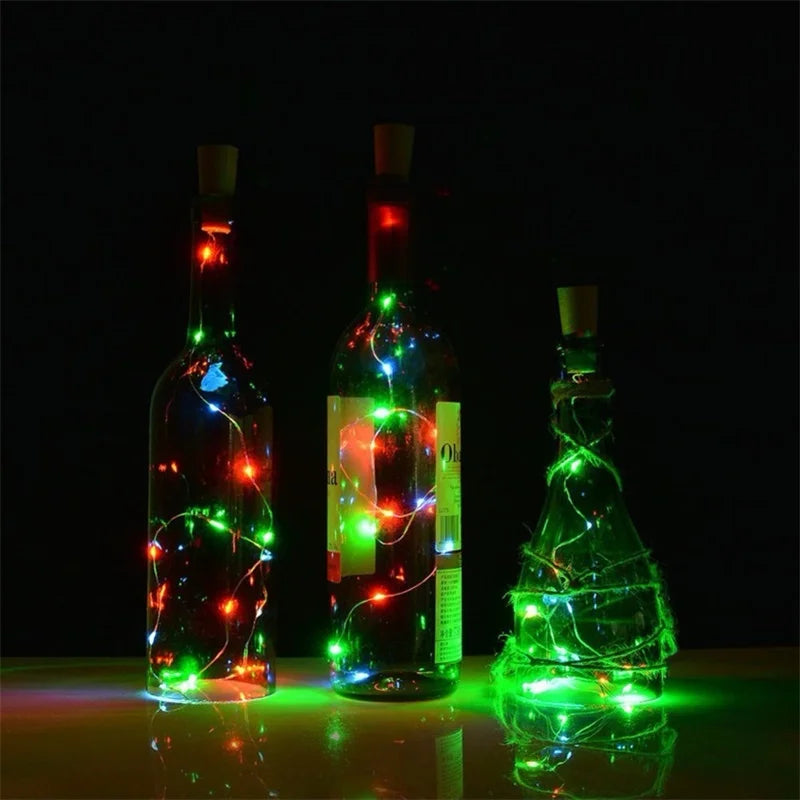 Solar Wine Bottle Fairy Lights – 10 LED Copper Wire String Lights with Cork Design for Christmas, Weddings & Home Décor