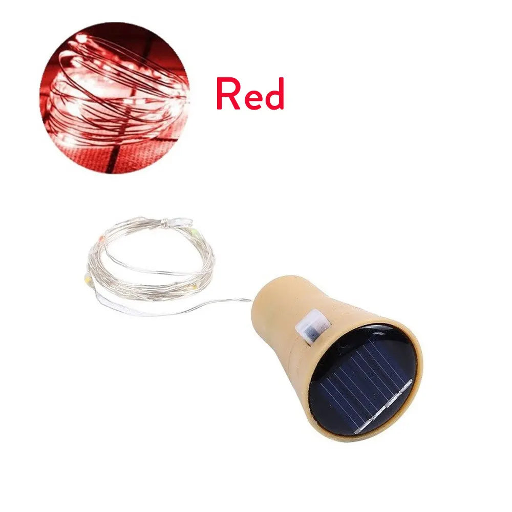Solar Wine Bottle Fairy Lights – 10 LED Copper Wire String Lights with Cork Design for Christmas, Weddings & Home Décor
