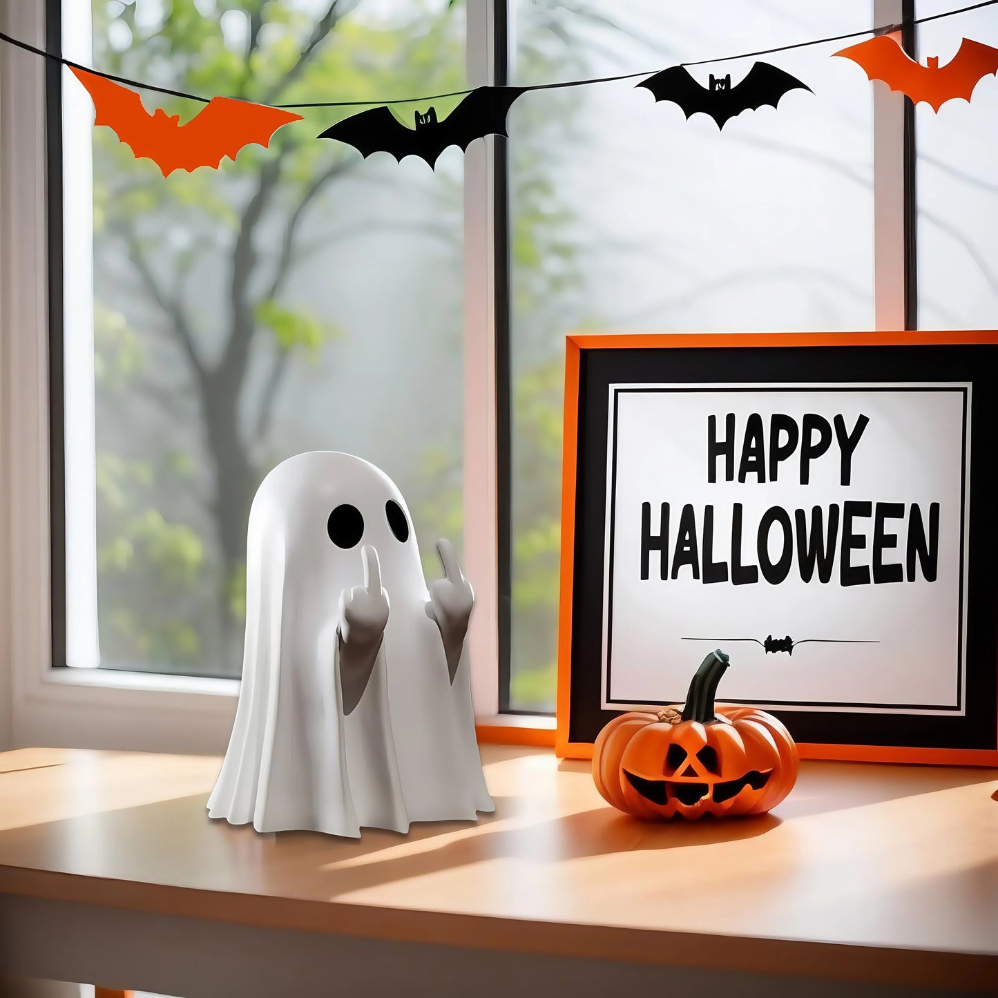 Cheeky Ghost Figurine – Funny Halloween Home Decoration for Table, Shelf, or Desk Display