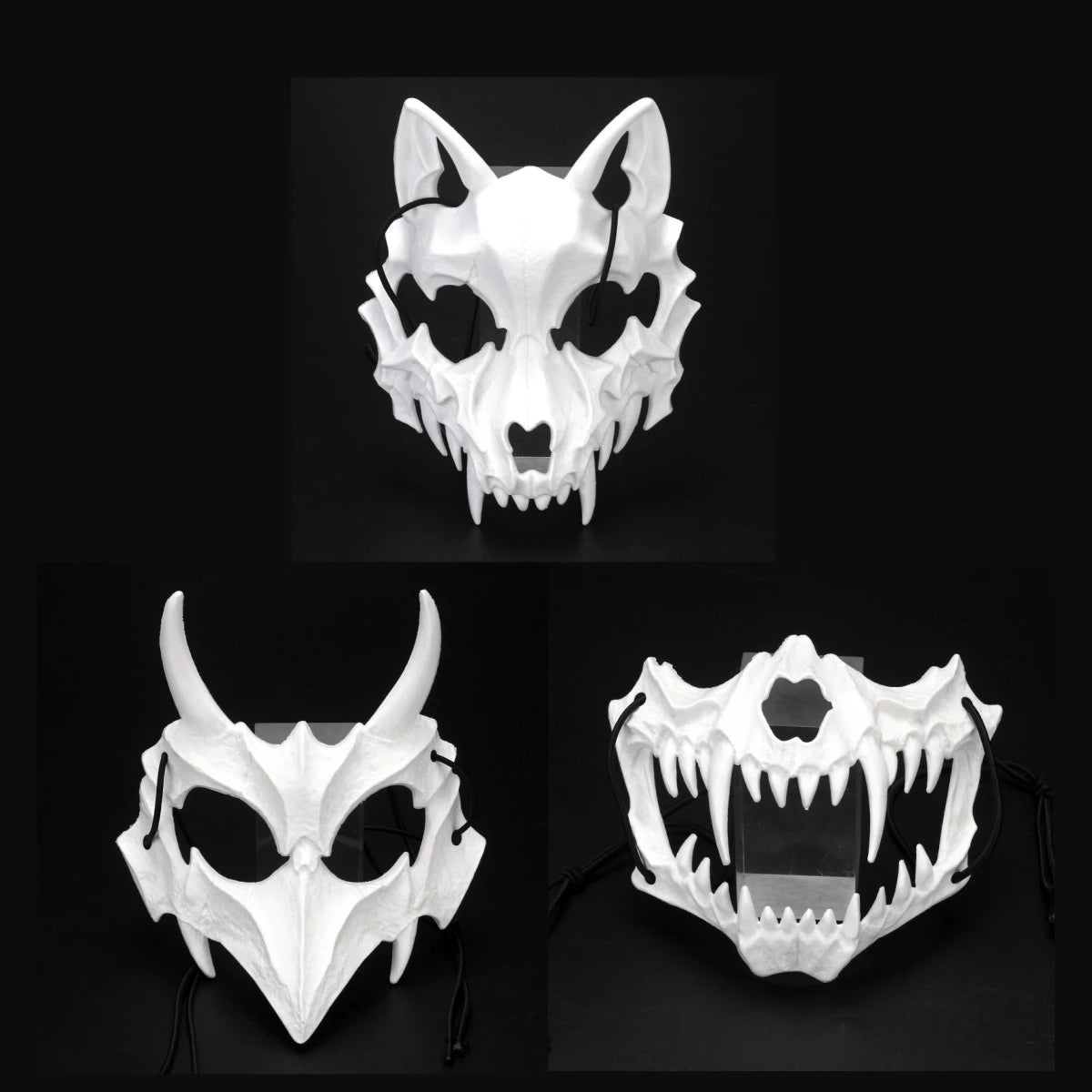 Halloween Half-Face Mask – Dragon, Tiger, Wolf, and Skull Designs for Cosplay, Parties, and Performances