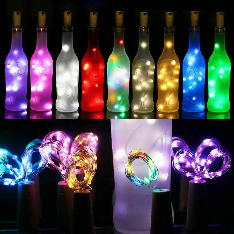 Solar Wine Bottle Fairy Lights – 10 LED Copper Wire String Lights with Cork Design for Christmas, Weddings & Home Décor