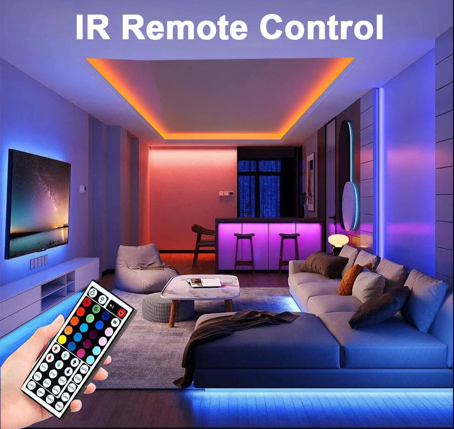 RGB LED Strip Lights with App and Remote Control – 0.5m to 30m Flexible Light Tape for Bedroom, Living Room, and Home Decoration