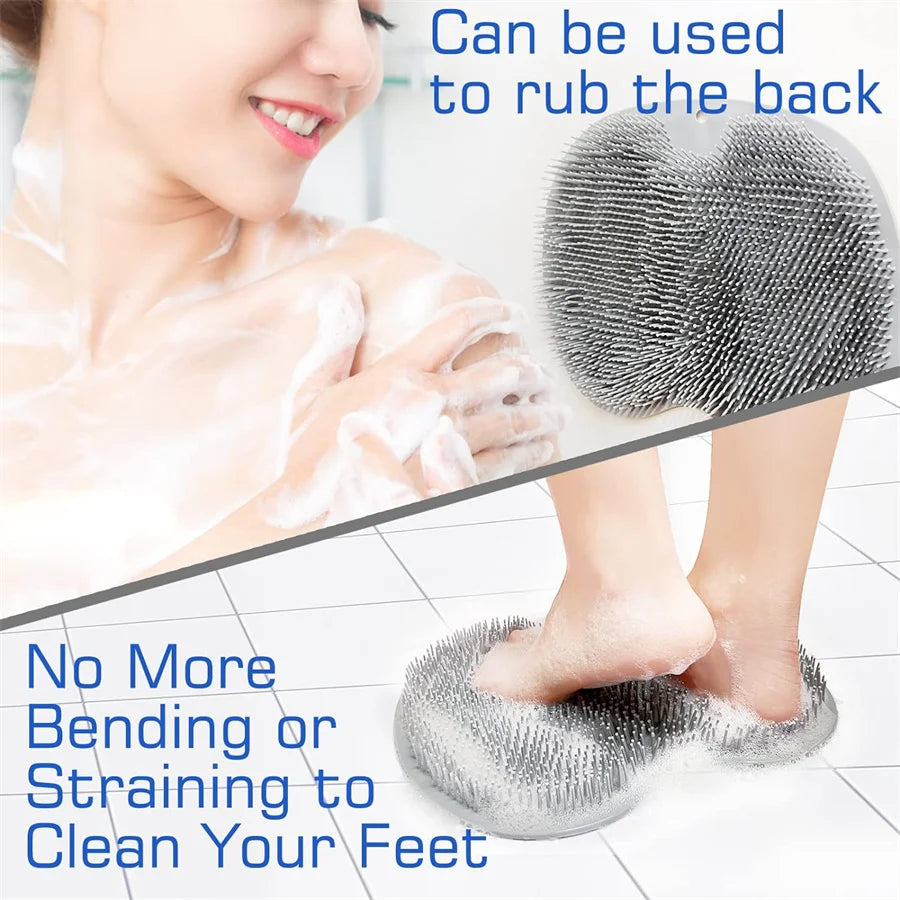 Shower Foot Scrubber & Back Washer – Exfoliating Bath Mat with Suction Cups for Deep Cleaning and Massage