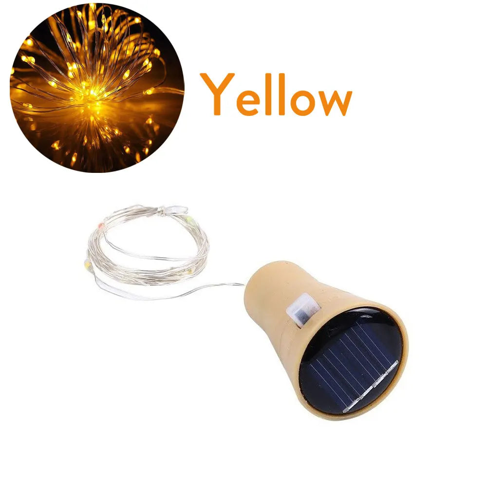 Solar Wine Bottle Fairy Lights – 10 LED Copper Wire String Lights with Cork Design for Christmas, Weddings & Home Décor