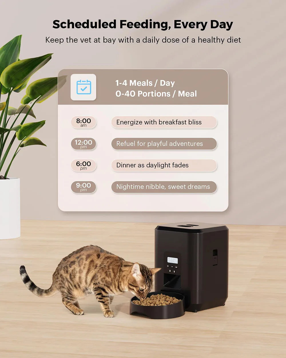 Smart Automatic Pet Feeder – Timed Cat & Dog Food Dispenser with Portion Control and LCD Display