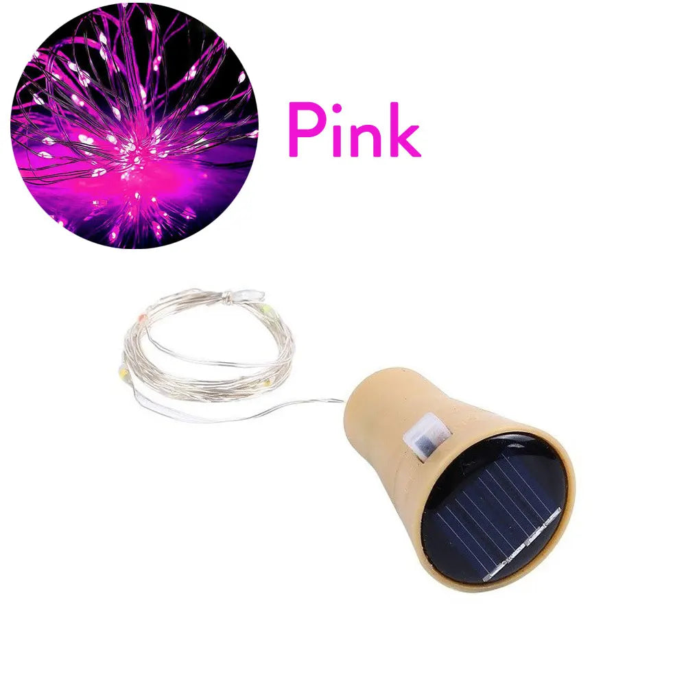 Solar Wine Bottle Fairy Lights – 10 LED Copper Wire String Lights with Cork Design for Christmas, Weddings & Home Décor
