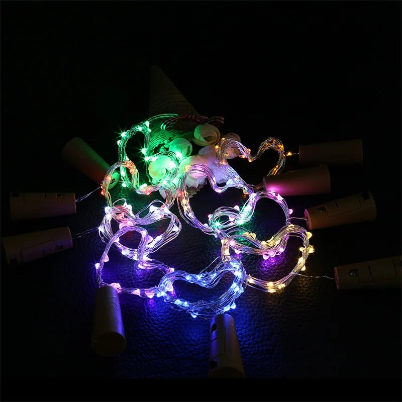 Solar Wine Bottle Fairy Lights – 10 LED Copper Wire String Lights with Cork Design for Christmas, Weddings & Home Décor