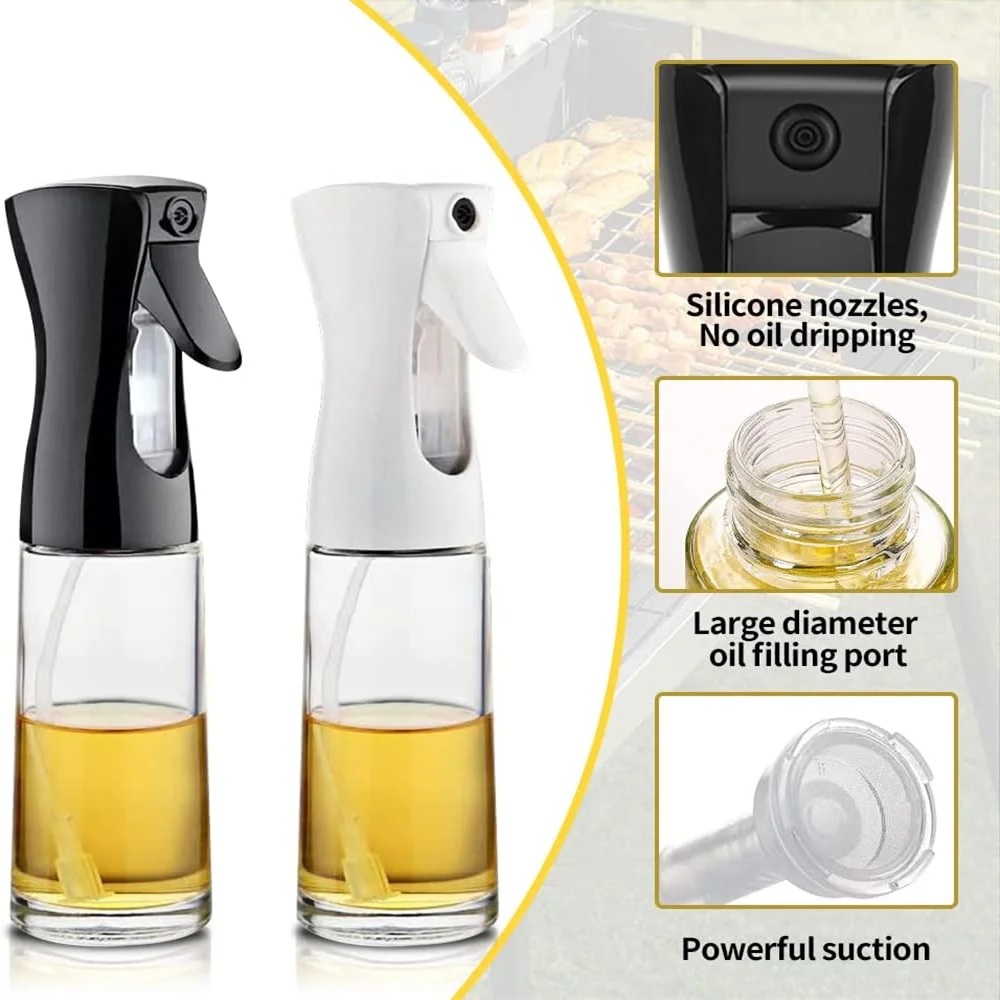 Reusable Oil Spray Bottle – Olive Oil and Vinegar Dispenser for Cooking, Baking, and BBQ (200ml / 300ml / 500ml)