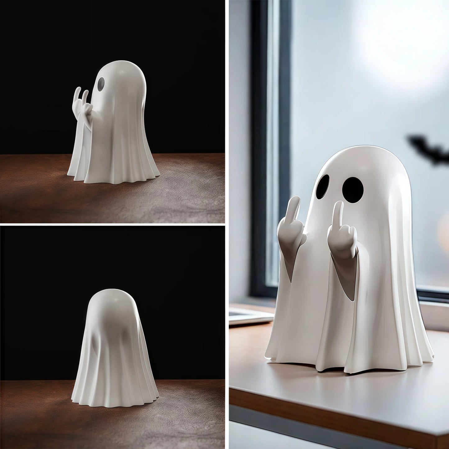 Cheeky Ghost Figurine – Funny Halloween Home Decoration for Table, Shelf, or Desk Display