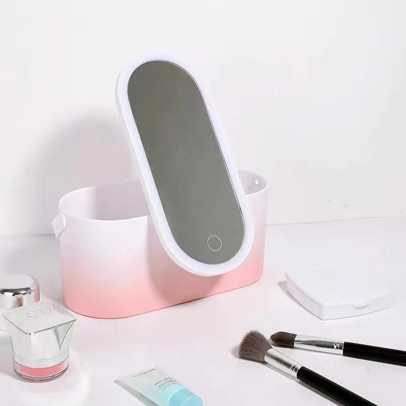 Makeup Organizer Box with LED Light Mirror - Bargain Tool