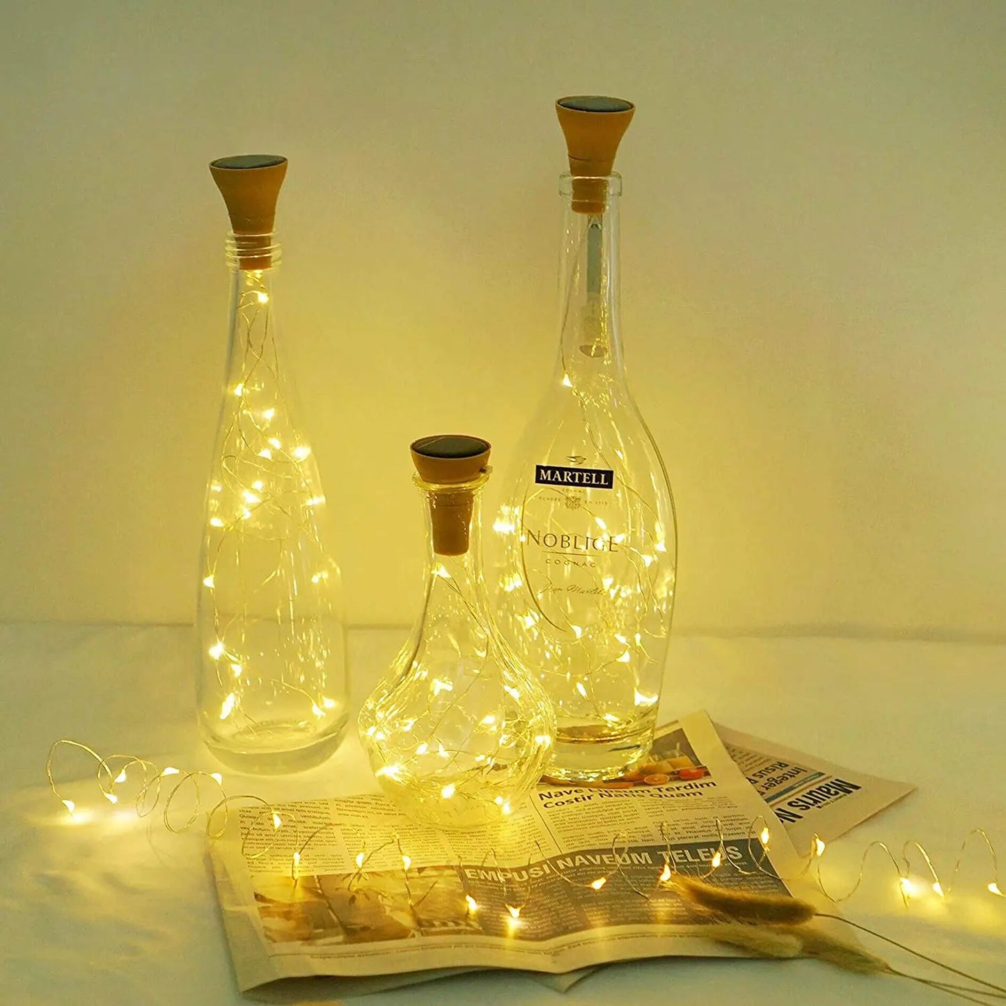 Solar Wine Bottle Fairy Lights – 10 LED Copper Wire String Lights with Cork Design for Christmas, Weddings & Home Décor