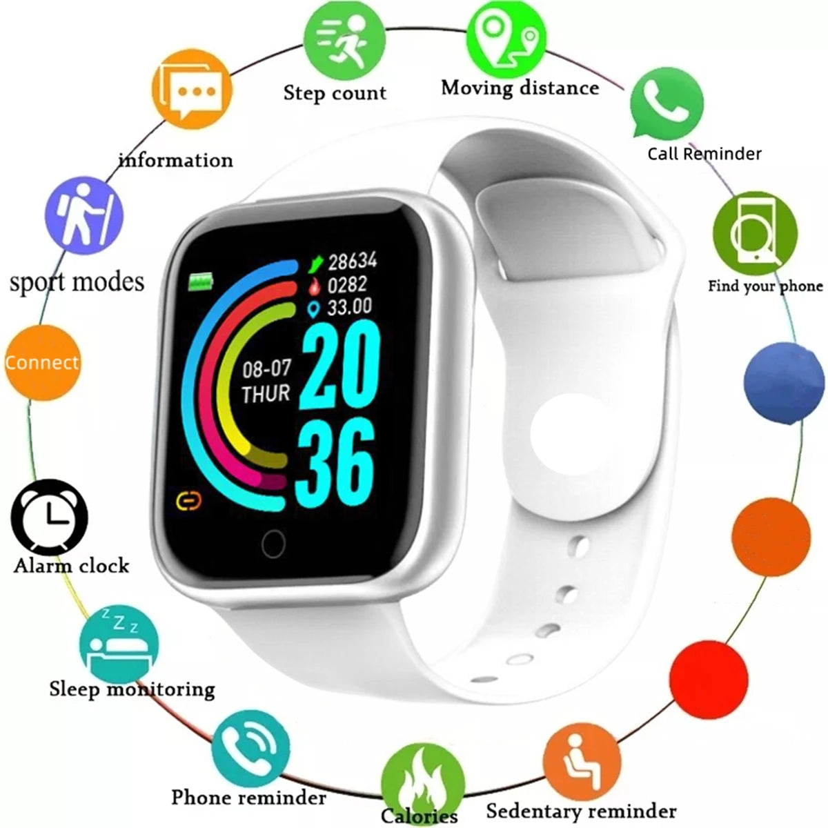 Smartwatch for Men & Women – Fitness Tracker with Heart Rate, Sleep & Activity Monitor for Android & iOS