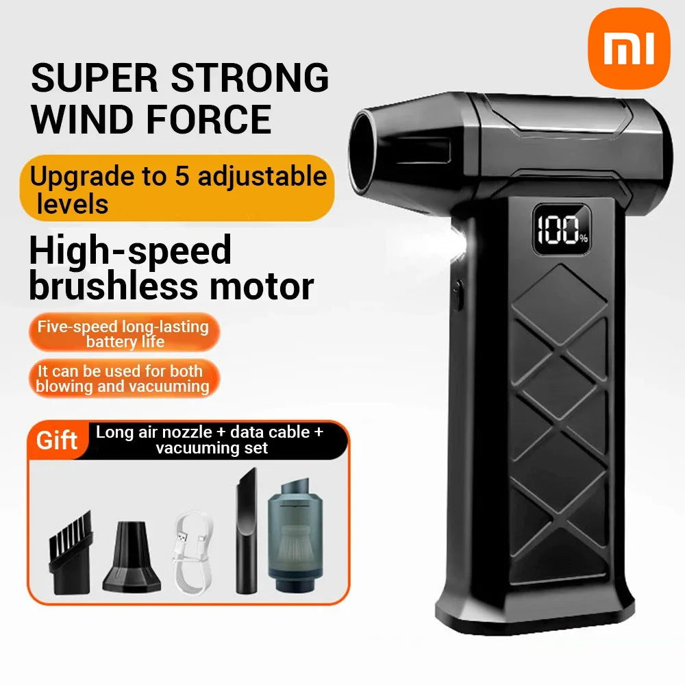 800000RPM Turbo Air Blower – 5-Speed Brushless Handheld Fan with Rechargeable Battery for Dust Cleaning, Outdoor & DIY Use