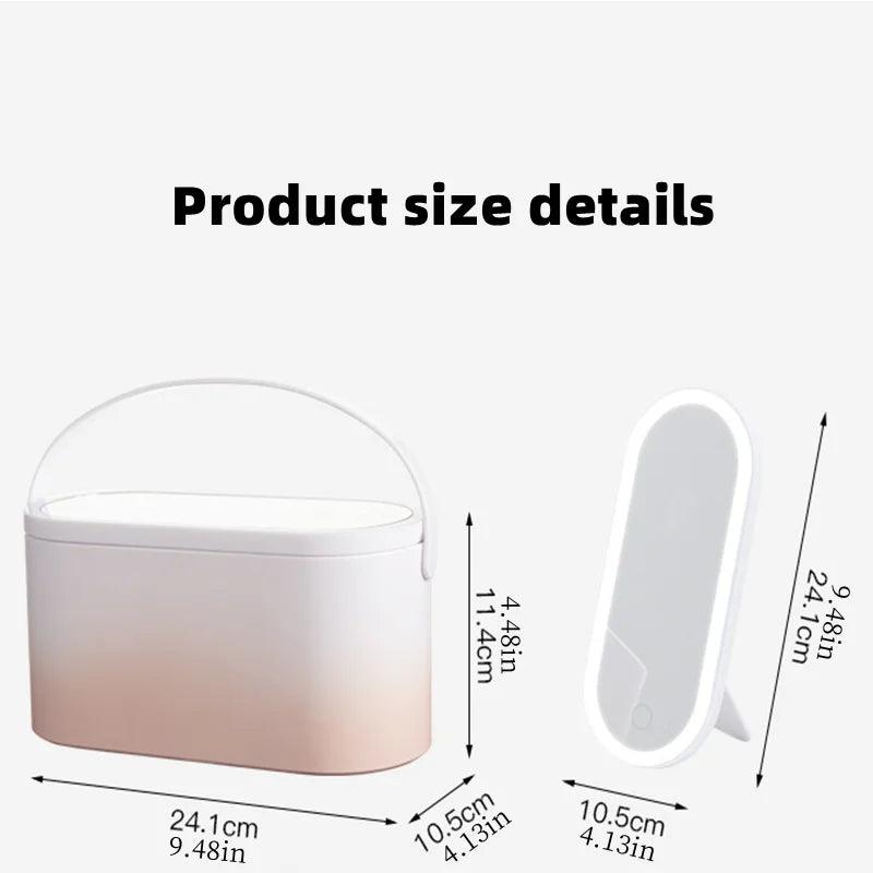 Makeup Organizer Box with LED Light Mirror - Bargain Tool