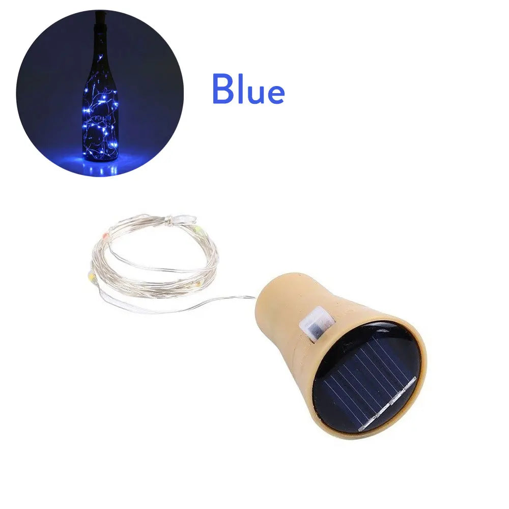 Solar Wine Bottle Fairy Lights – 10 LED Copper Wire String Lights with Cork Design for Christmas, Weddings & Home Décor