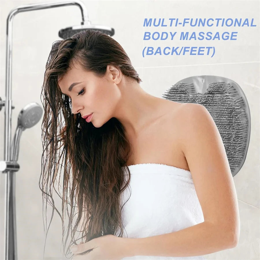 Shower Foot Scrubber & Back Washer – Exfoliating Bath Mat with Suction Cups for Deep Cleaning and Massage