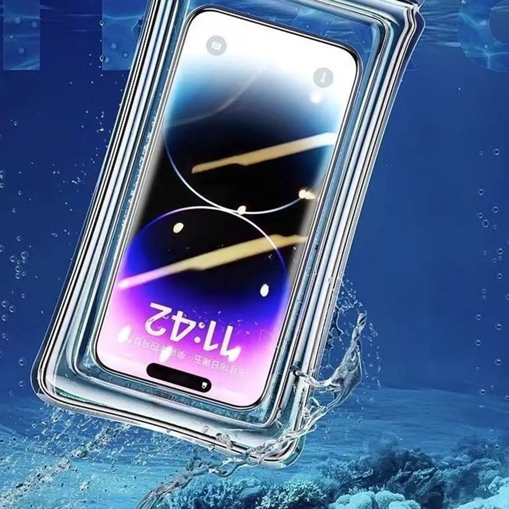 Transparent Waterproof Phone Pouch with Lanyard – Touchscreen Dry Bag for Swimming, Diving & Beach (Fits Phones Under 7 Inches)