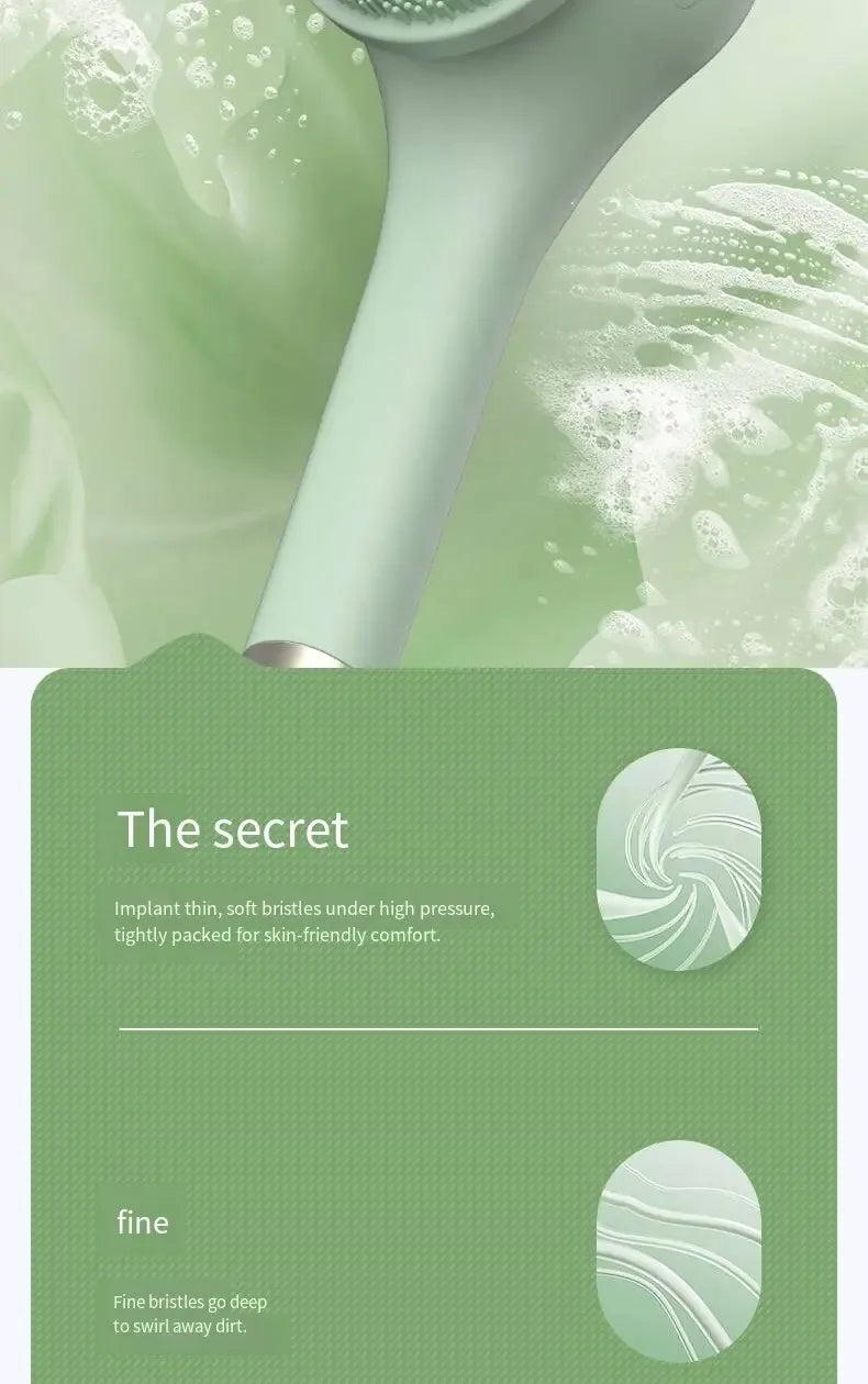 6-in-1 Electric Silicone Bath Brush – USB Rechargeable Rotating Body & Back Scrubber with 6 Interchangeable Heads and 2 Speeds