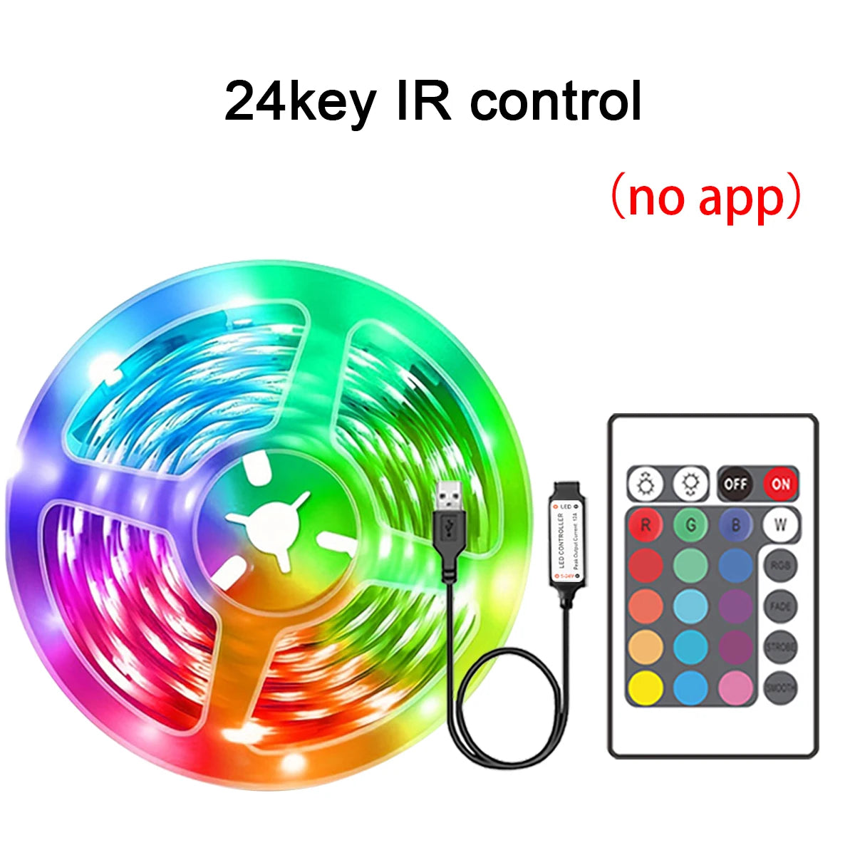 RGB LED Strip Lights with App and Remote Control – 0.5m to 30m Flexible Light Tape for Bedroom, Living Room, and Home Decoration