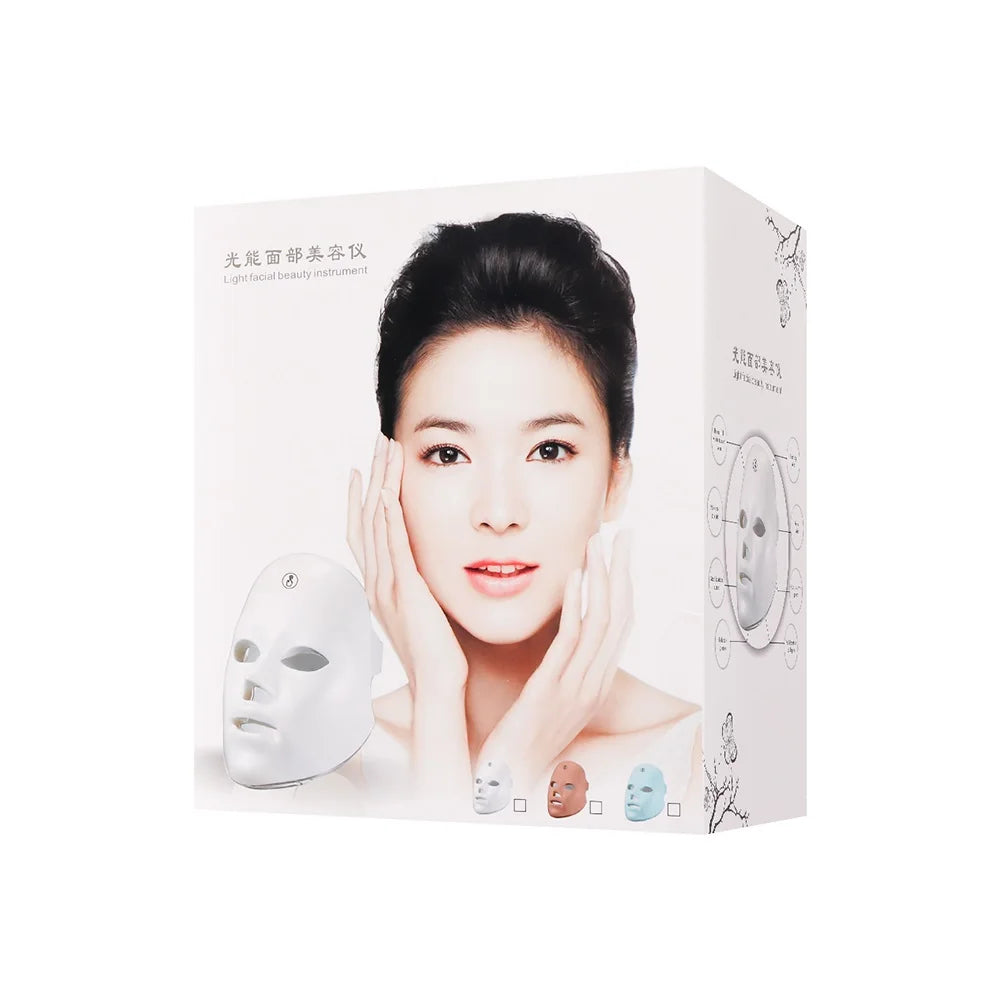 Rechargeable 7-Color LED Facial Mask – Skin Rejuvenation, Anti-Aging & Face Lifting Light Therapy