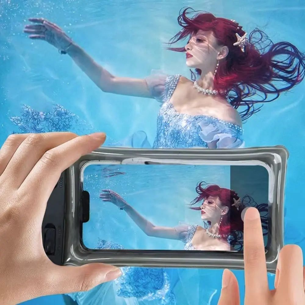 Transparent Waterproof Phone Pouch with Lanyard – Touchscreen Dry Bag for Swimming, Diving & Beach (Fits Phones Under 7 Inches)