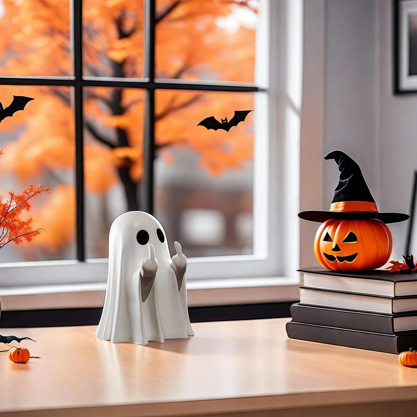 Cheeky Ghost Figurine – Funny Halloween Home Decoration for Table, Shelf, or Desk Display