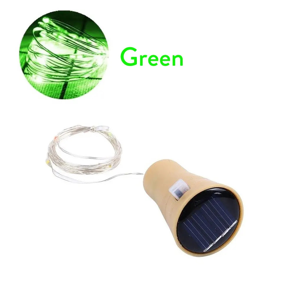 Solar Wine Bottle Fairy Lights – 10 LED Copper Wire String Lights with Cork Design for Christmas, Weddings & Home Décor