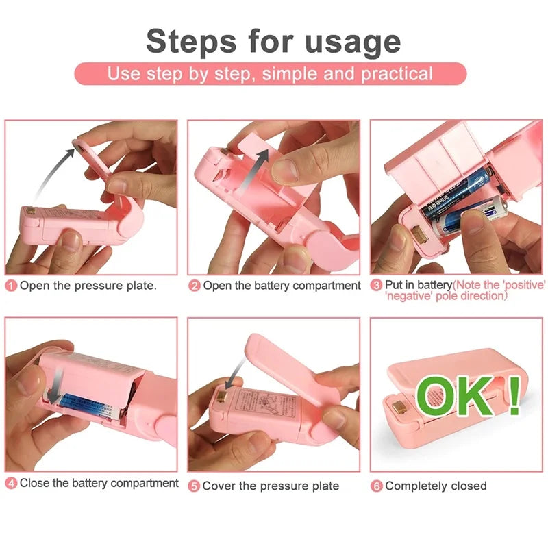 Mini Handheld Heat Sealer – Portable Food Bag Resealer for Airtight Storage (Battery Powered)