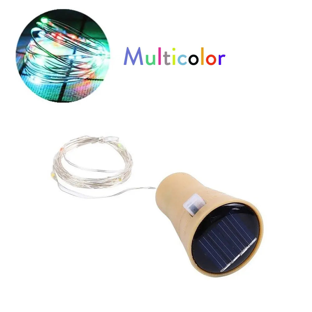 Solar Wine Bottle Fairy Lights – 10 LED Copper Wire String Lights with Cork Design for Christmas, Weddings & Home Décor