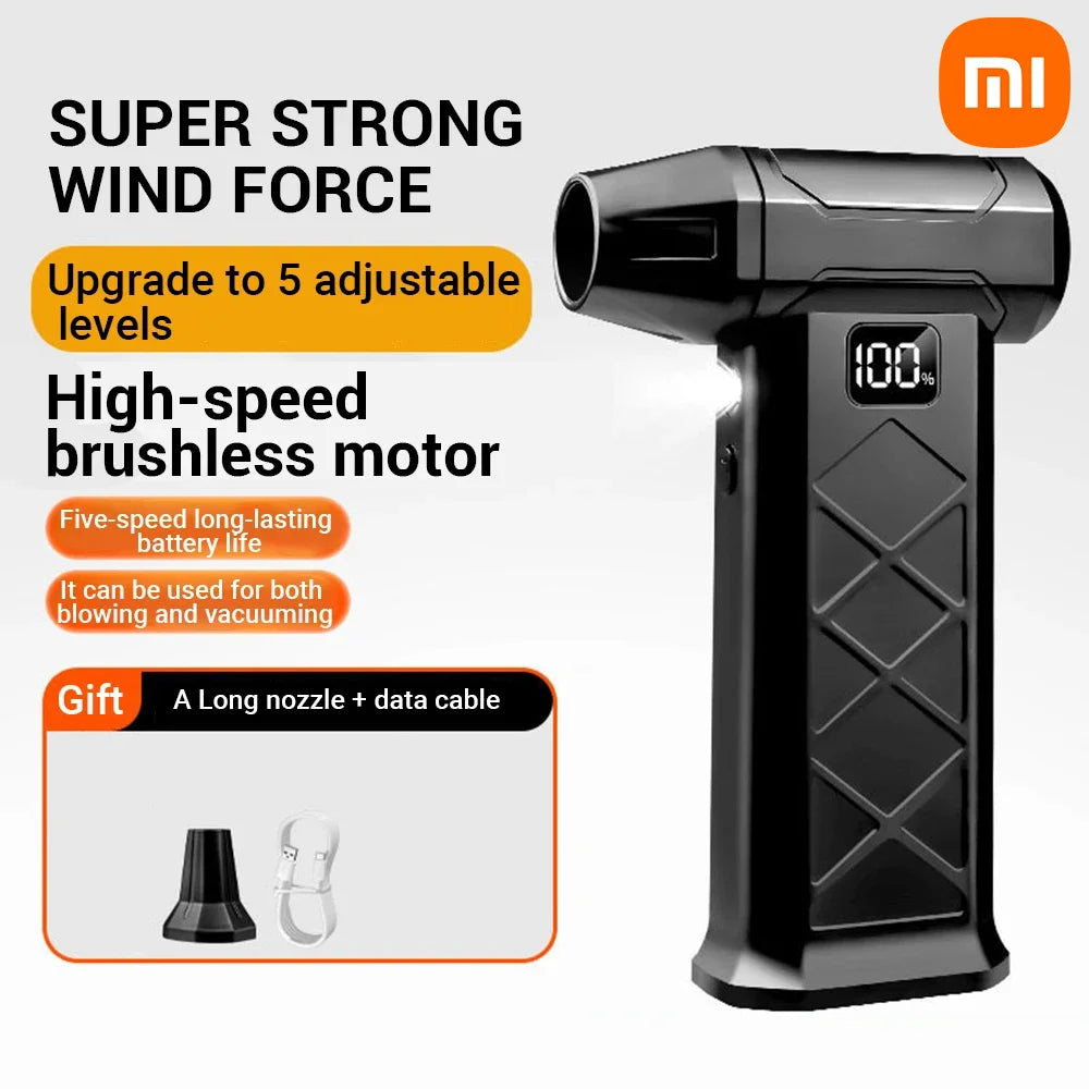 800000RPM Turbo Air Blower – 5-Speed Brushless Handheld Fan with Rechargeable Battery for Dust Cleaning, Outdoor & DIY Use