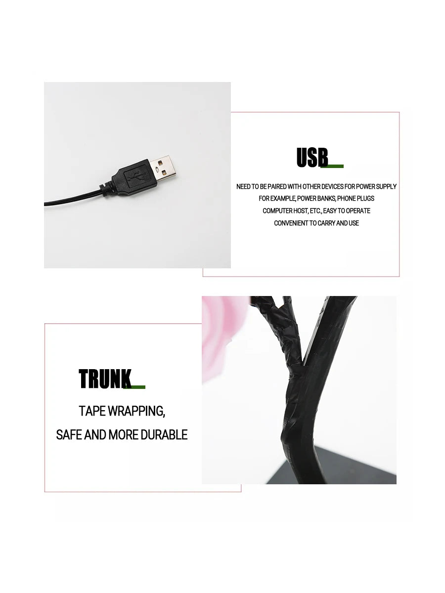 24 LED Rose Tree Light – USB Powered Fairy Flower Lamp for Bedroom, Home, Wedding, and Holiday Decoration