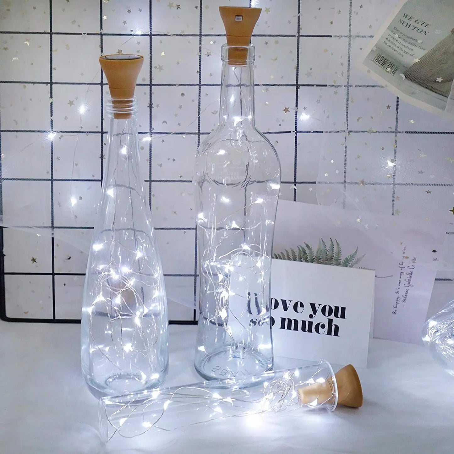 Solar Wine Bottle Fairy Lights – 10 LED Copper Wire String Lights with Cork Design for Christmas, Weddings & Home Décor