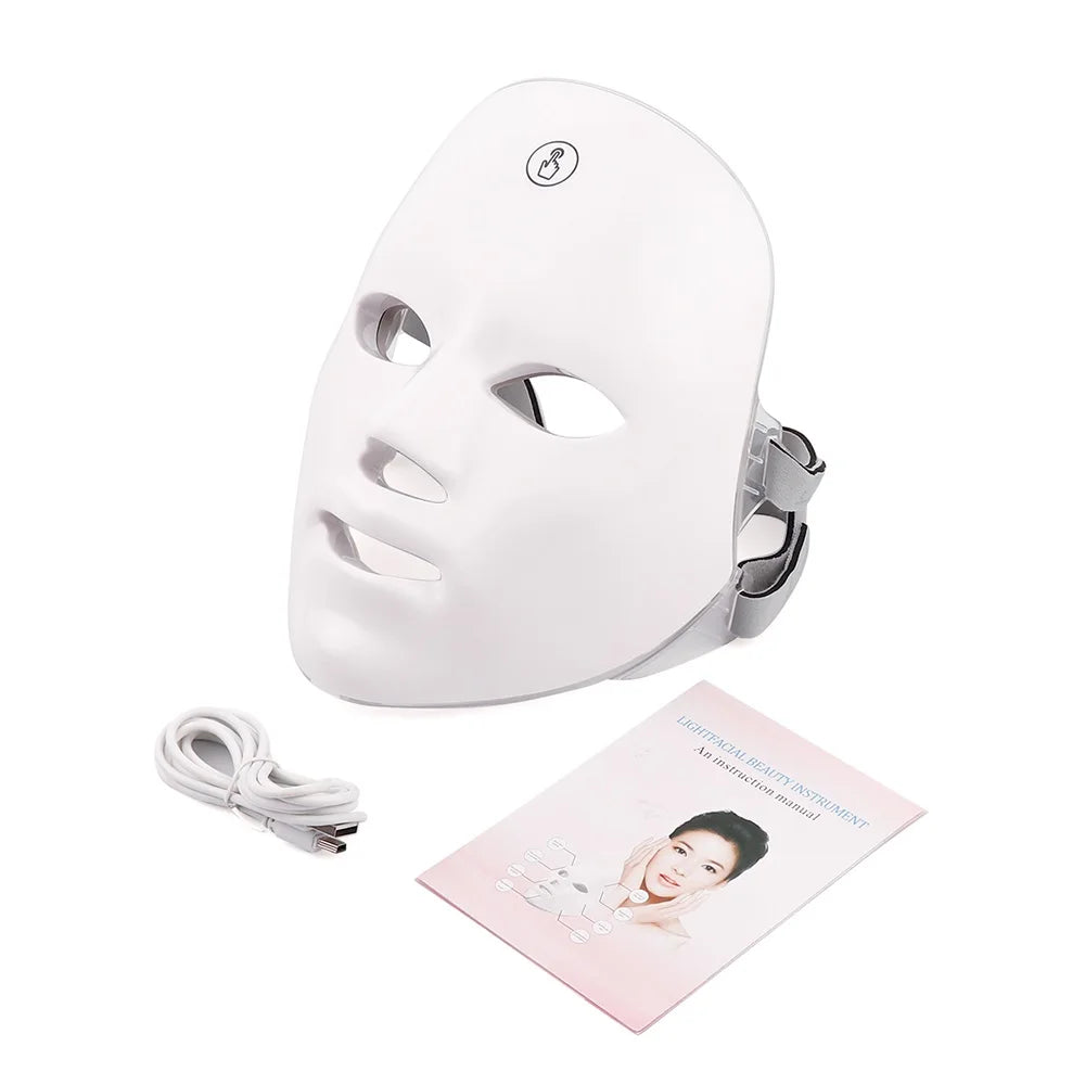 Rechargeable 7-Color LED Facial Mask – Skin Rejuvenation, Anti-Aging & Face Lifting Light Therapy