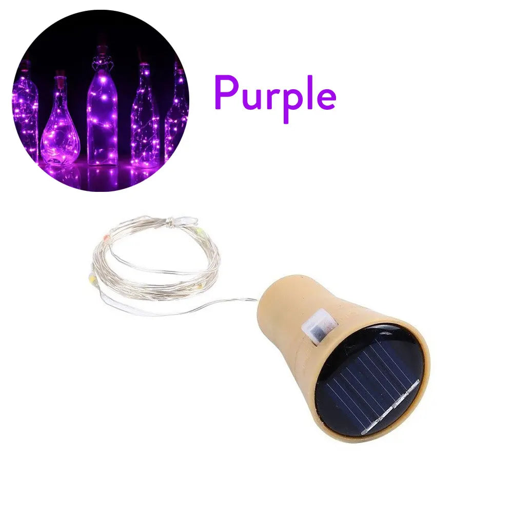 Solar Wine Bottle Fairy Lights – 10 LED Copper Wire String Lights with Cork Design for Christmas, Weddings & Home Décor