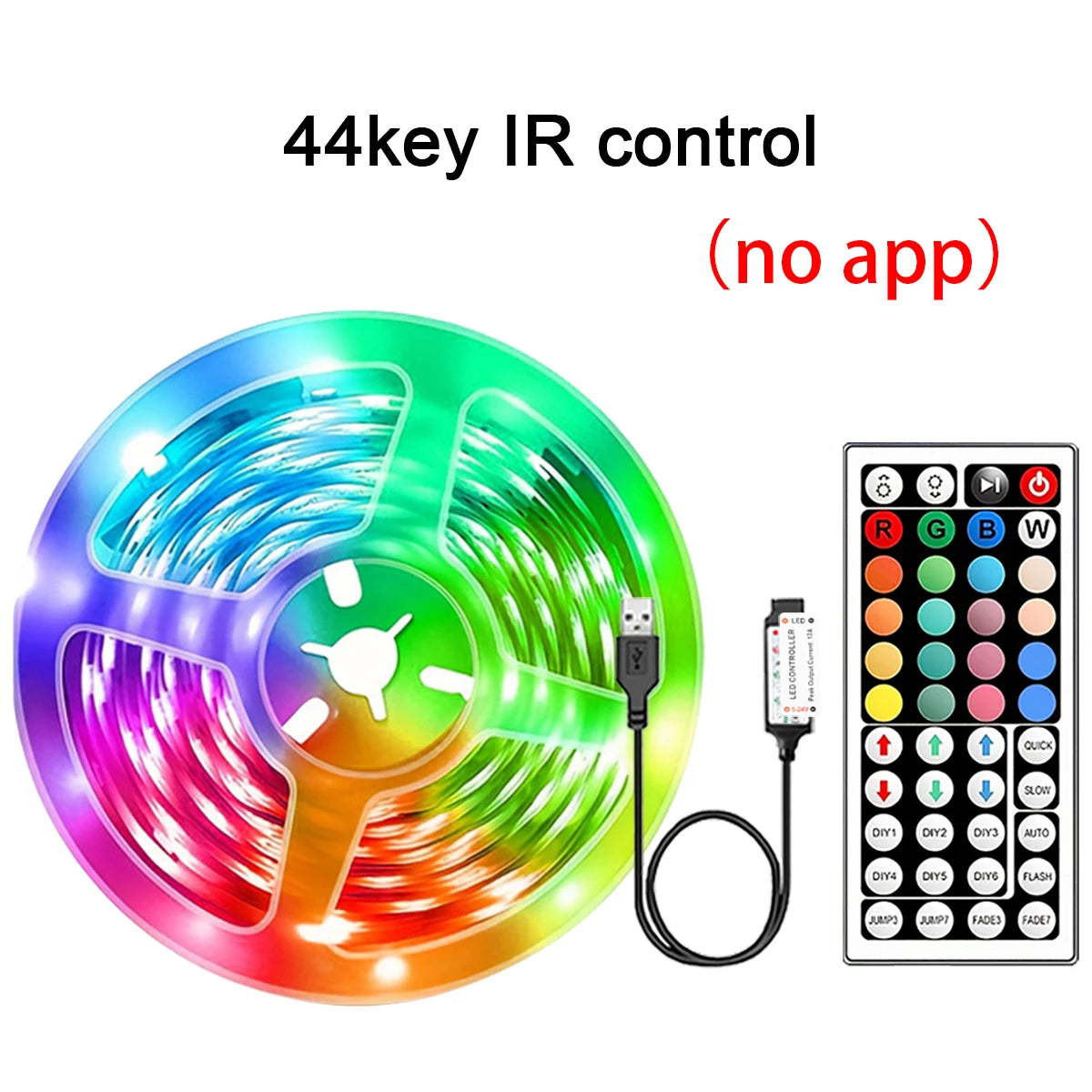 RGB LED Strip Lights with App and Remote Control – 0.5m to 30m Flexible Light Tape for Bedroom, Living Room, and Home Decoration