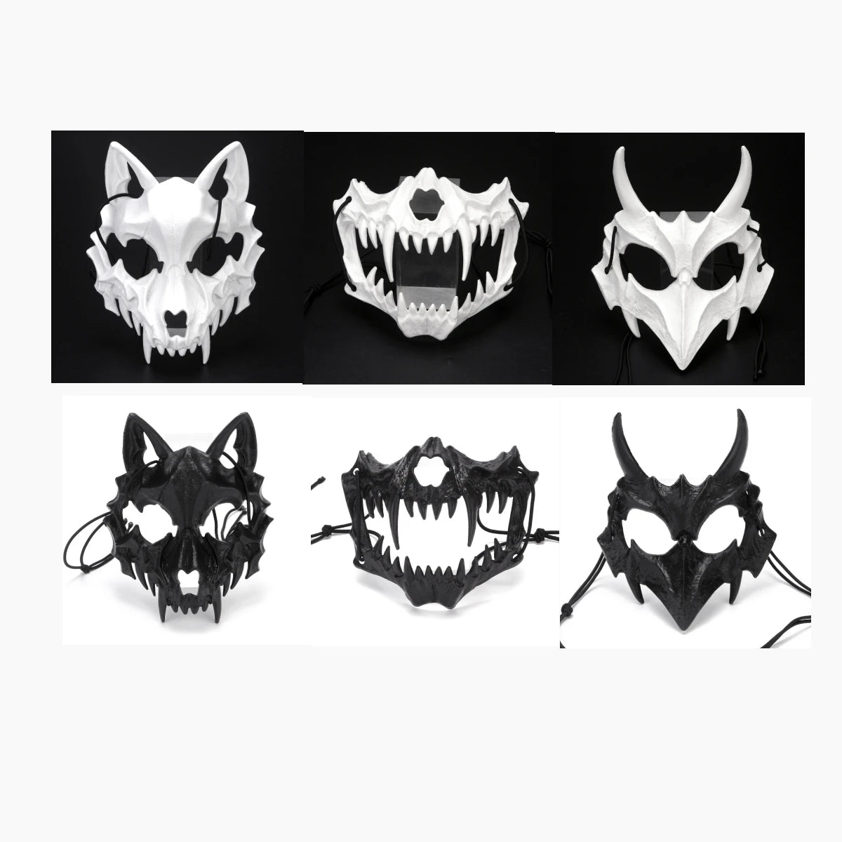 Halloween Half-Face Mask – Dragon, Tiger, Wolf, and Skull Designs for Cosplay, Parties, and Performances