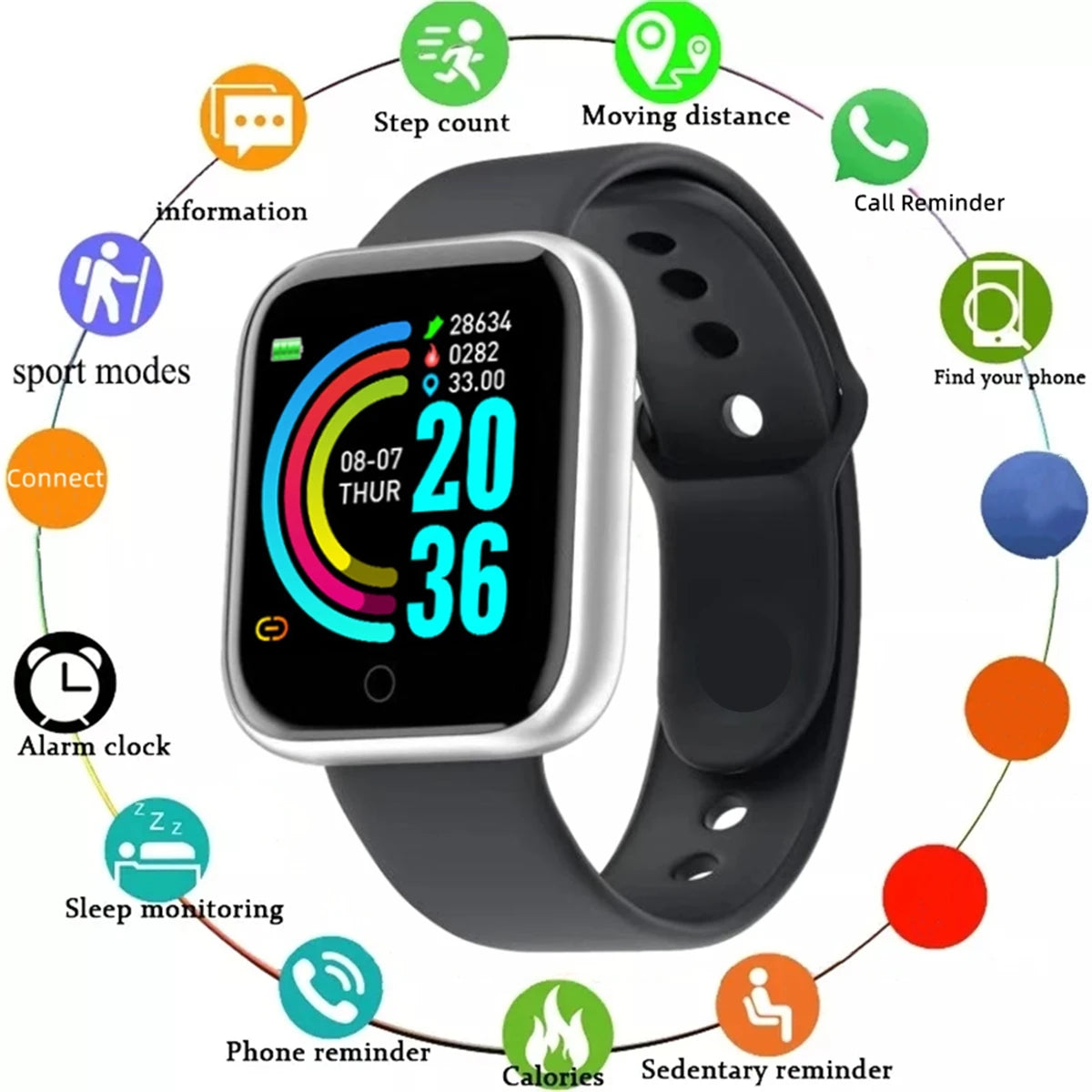 Smartwatch for Men & Women – Fitness Tracker with Heart Rate, Sleep & Activity Monitor for Android & iOS