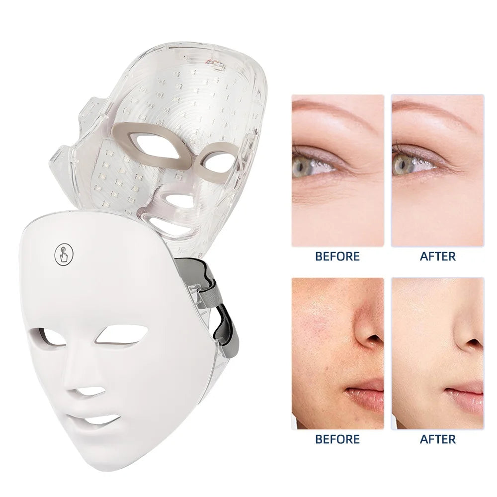 Rechargeable 7-Color LED Facial Mask – Skin Rejuvenation, Anti-Aging & Face Lifting Light Therapy