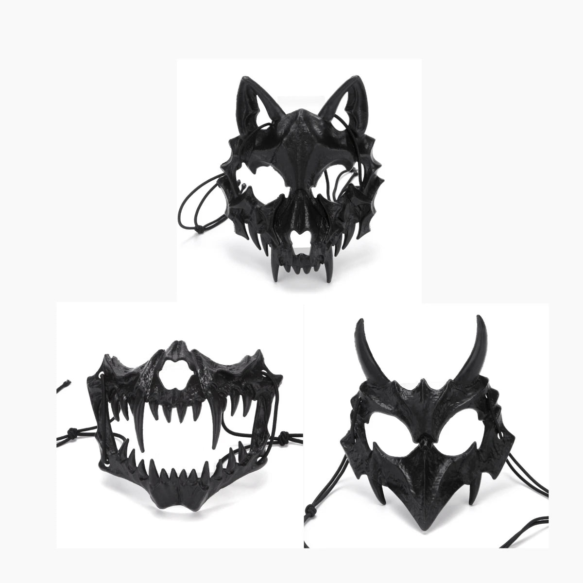Halloween Half-Face Mask – Dragon, Tiger, Wolf, and Skull Designs for Cosplay, Parties, and Performances