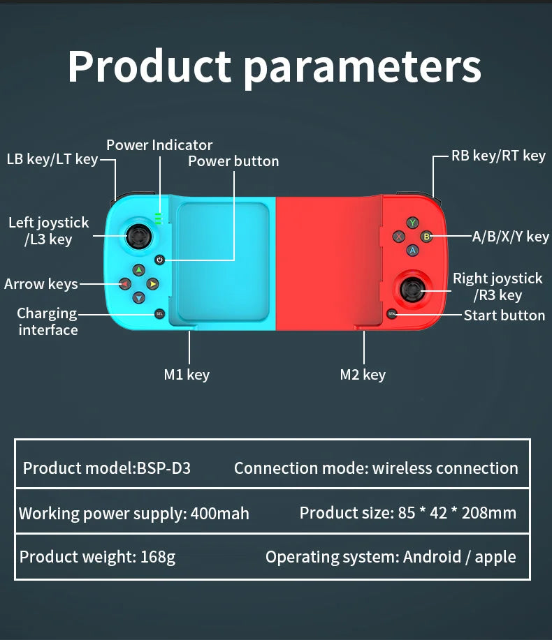 Mobile Gamepad Controller – Expandable Wireless Joystick for Android, iOS & HarmonyOS