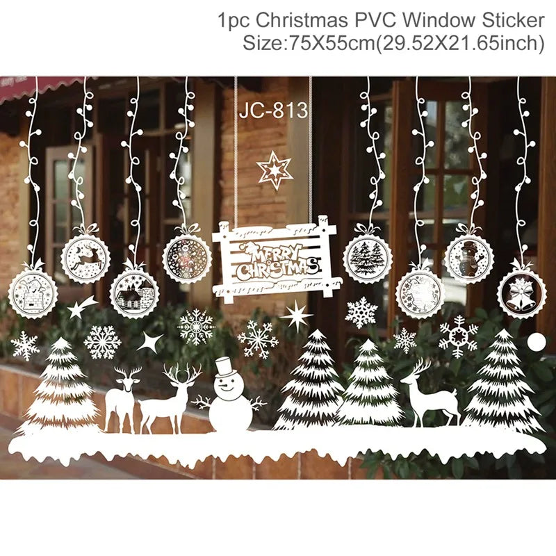 Christmas Wall and Window Stickers – Merry Christmas 2024 Home Decorations, Xmas Ornaments & New Year 2025 Décor