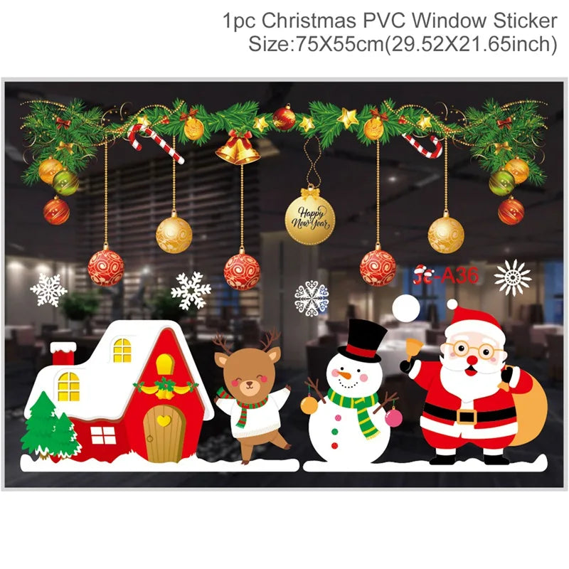 Christmas Wall and Window Stickers – Merry Christmas 2024 Home Decorations, Xmas Ornaments & New Year 2025 Décor