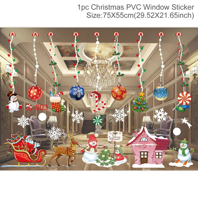 Christmas Wall and Window Stickers – Merry Christmas 2024 Home Decorations, Xmas Ornaments & New Year 2025 Décor
