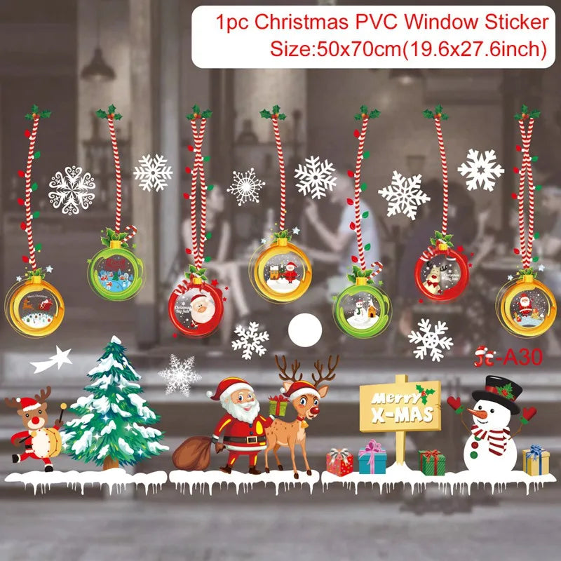 Christmas Wall and Window Stickers – Merry Christmas 2024 Home Decorations, Xmas Ornaments & New Year 2025 Décor