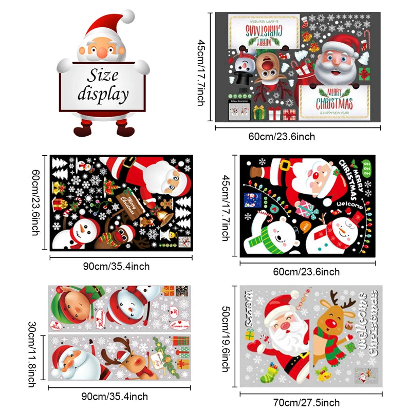 Christmas Wall and Window Stickers – Merry Christmas 2024 Home Decorations, Xmas Ornaments & New Year 2025 Décor