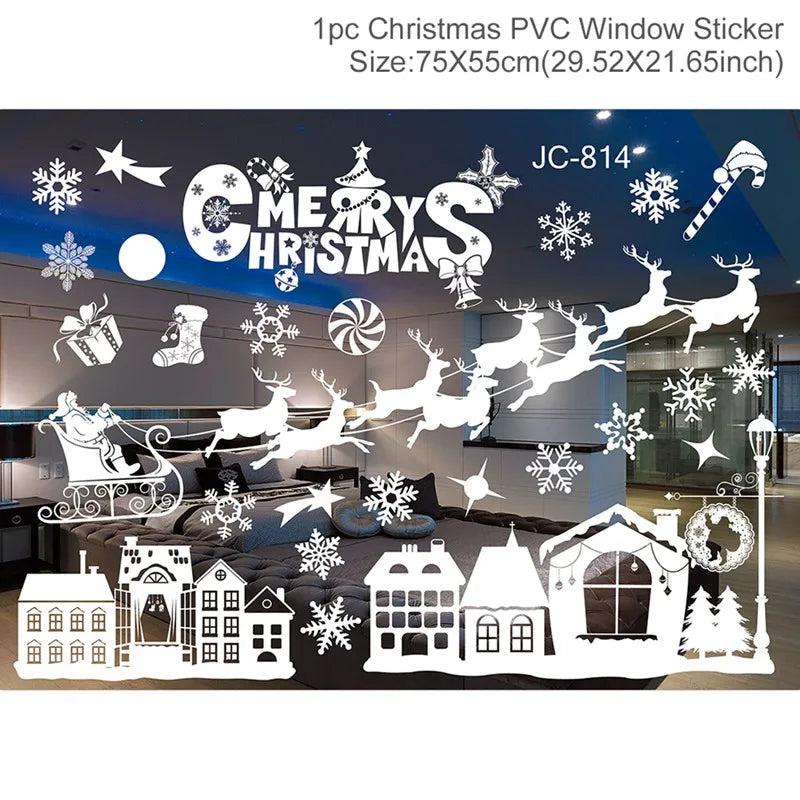 Christmas Wall and Window Stickers – Merry Christmas 2024 Home Decorations, Xmas Ornaments & New Year 2025 Décor