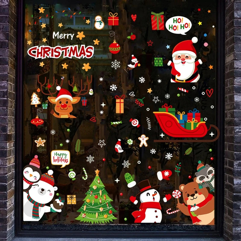 Christmas Wall and Window Stickers – Merry Christmas 2024 Home Decorations, Xmas Ornaments & New Year 2025 Décor