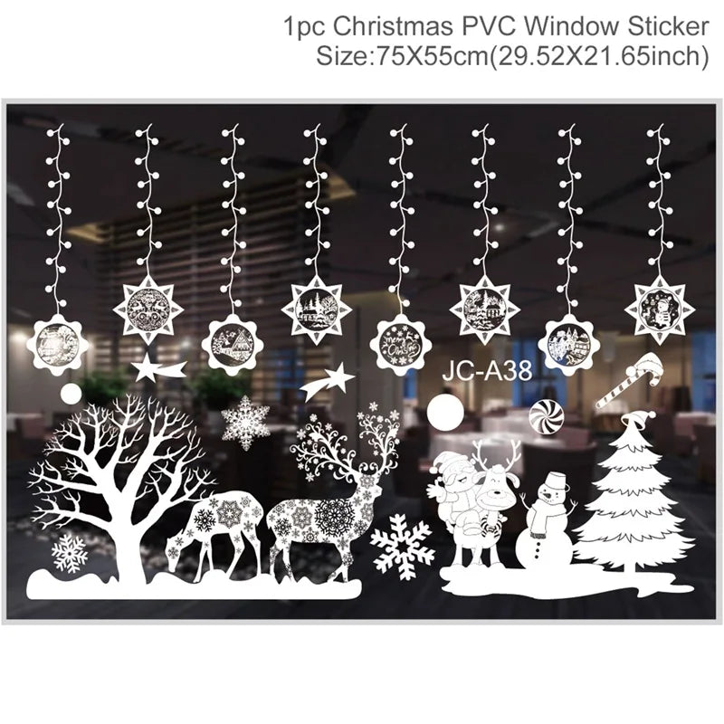 Christmas Wall and Window Stickers – Merry Christmas 2024 Home Decorations, Xmas Ornaments & New Year 2025 Décor